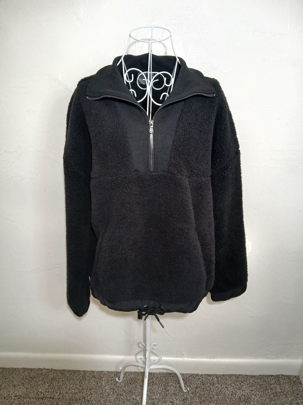 Jessica Simpson Active Black Sherpa Fleece Quarter-Zip Jacket Sz. M NWT